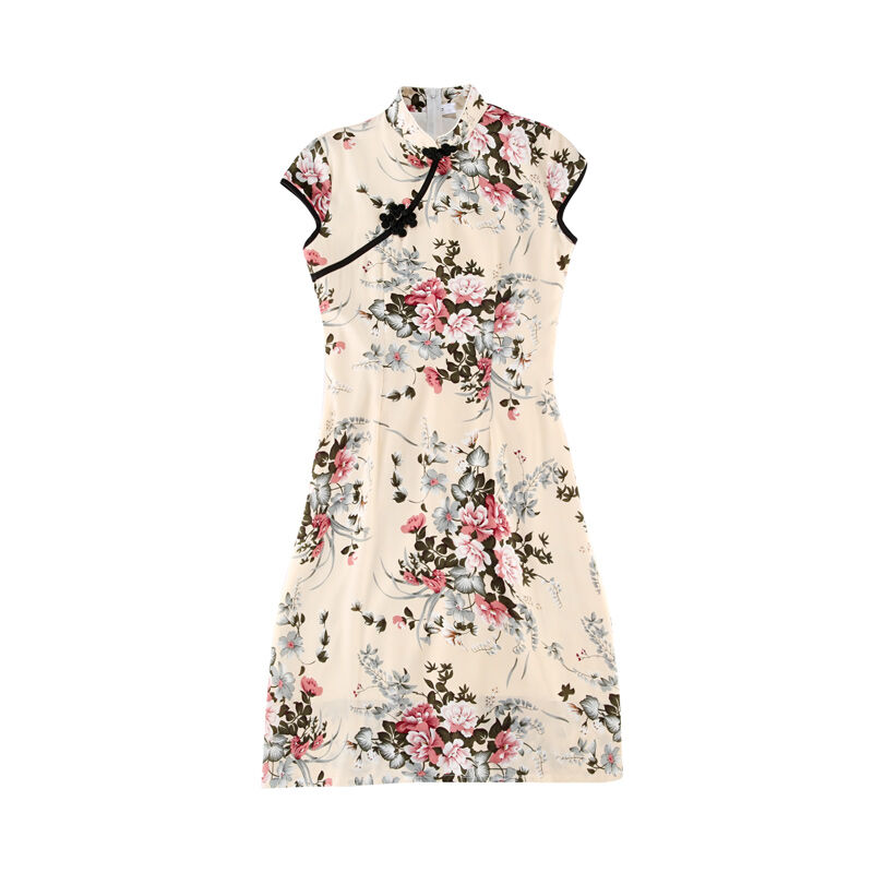 2022 Summer New Large Size Women's Clothing Young Style Mid-Length Slim Slimming Chinese Style Daily Cheongsam Dress